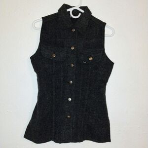 Shaping Collared Women's Gray Vest With Buttons Size S